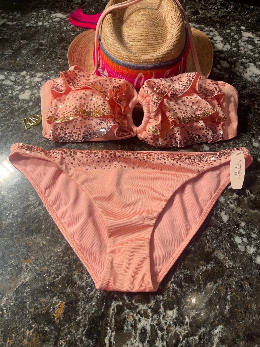 NWT Victoria secret bikini embellished M set bridal